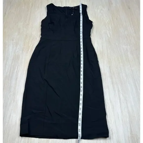 NWT WHBM Black Sleeveless Sheath V-Neck Workwear Elegant Date Cocktail Dress 4 - Picture 7 of 14